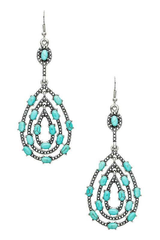 Turquoise Pave Oval Earrings