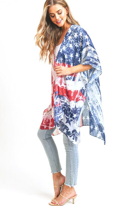 American Flag Print Kimono