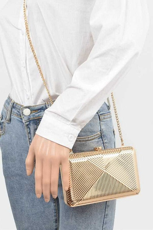 Textured Metal Box Clutch