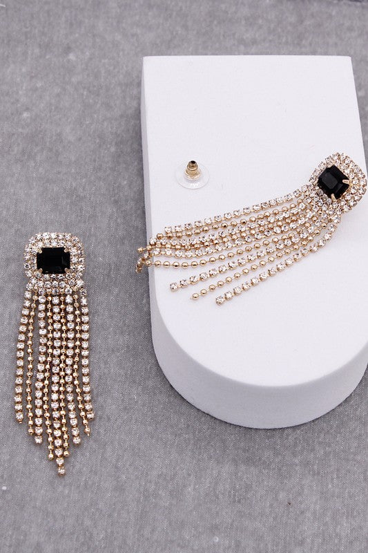 Gemstone Pave Tassle Earring