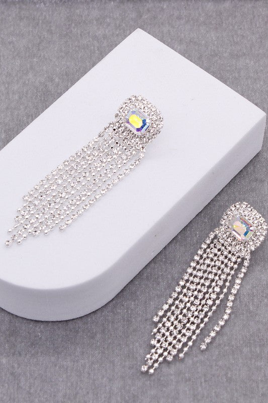 Gemstone Pave Tassle Earring