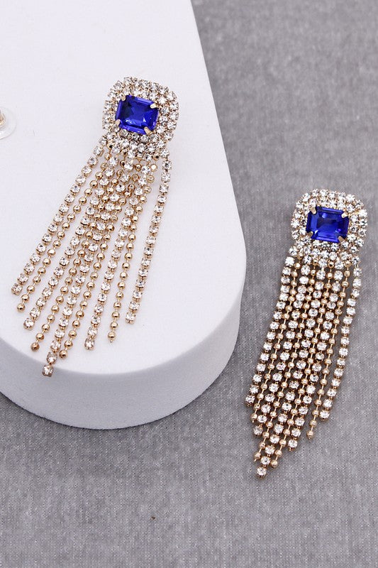 Gemstone Pave Tassle Earring