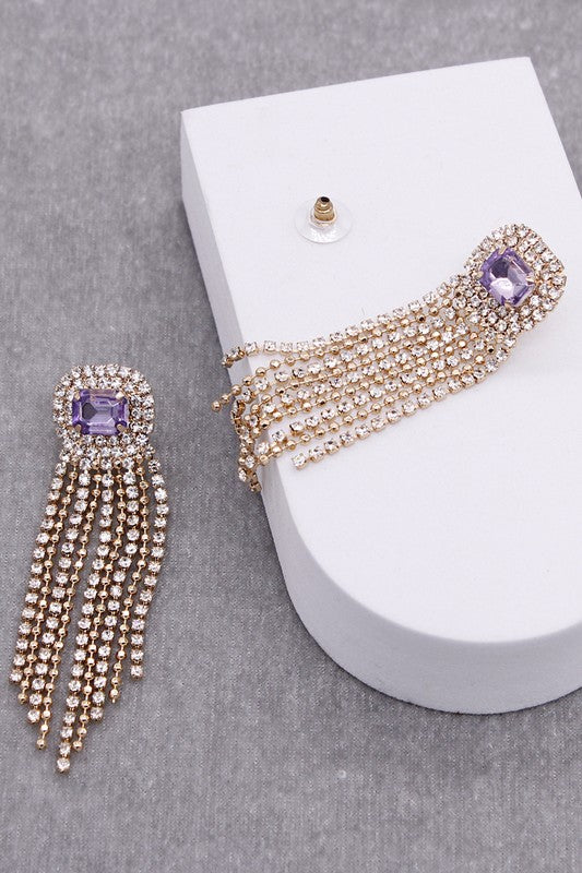Gemstone Pave Tassle Earring