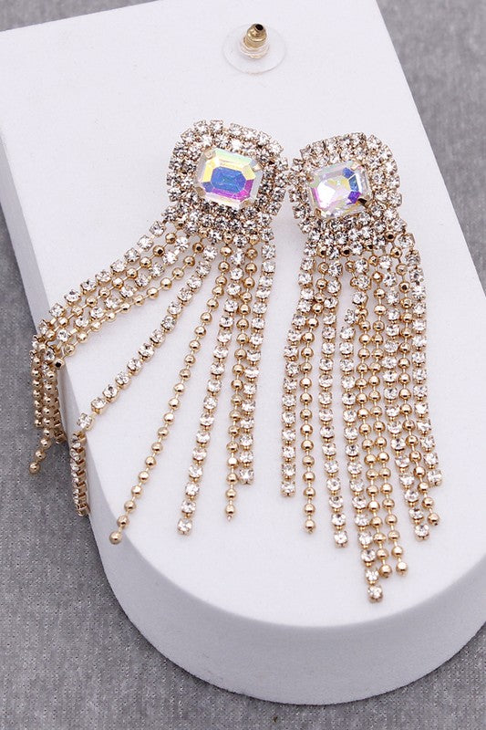 Gemstone Pave Tassle Earring