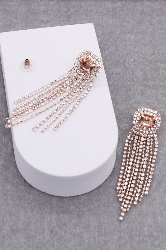 Gemstone Pave Tassle Earring