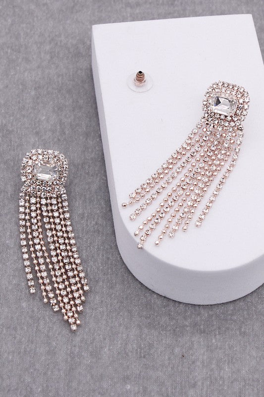 Gemstone Pave Tassle Earring