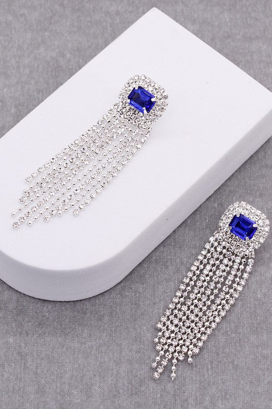 Gemstone Pave Tassle Earring