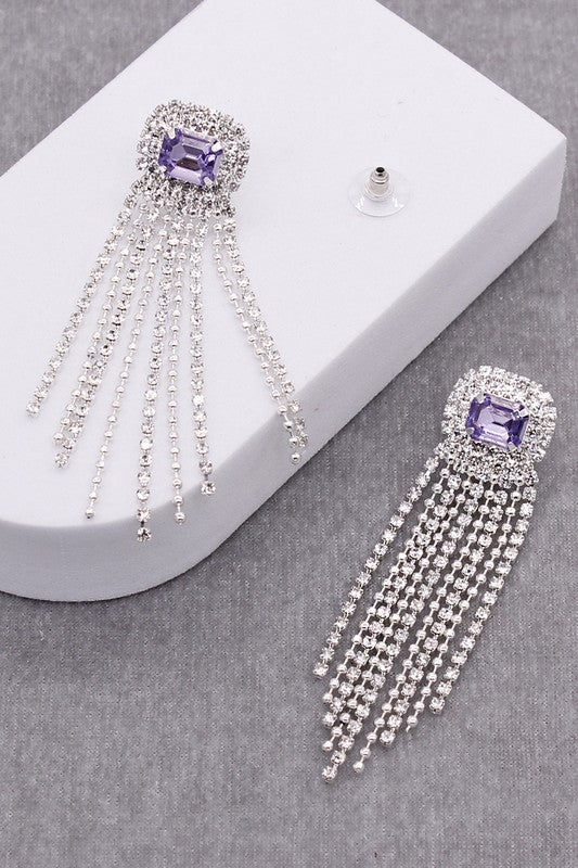 Gemstone Pave Tassle Earring