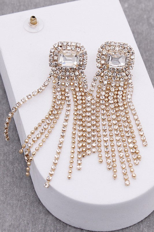 Gemstone Pave Tassle Earring