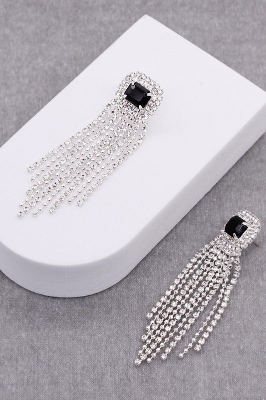 Gemstone Pave Tassle Earring