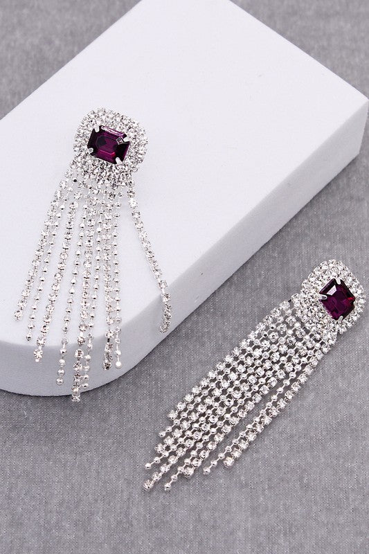 Gemstone Pave Tassle Earring