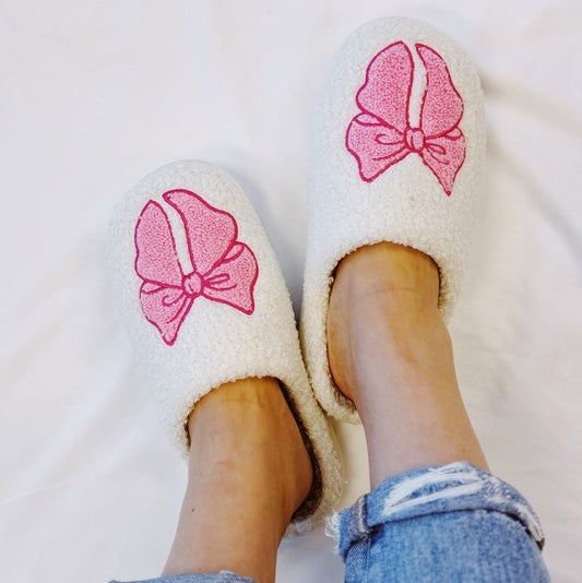 Pink Bow Cozy Slippers