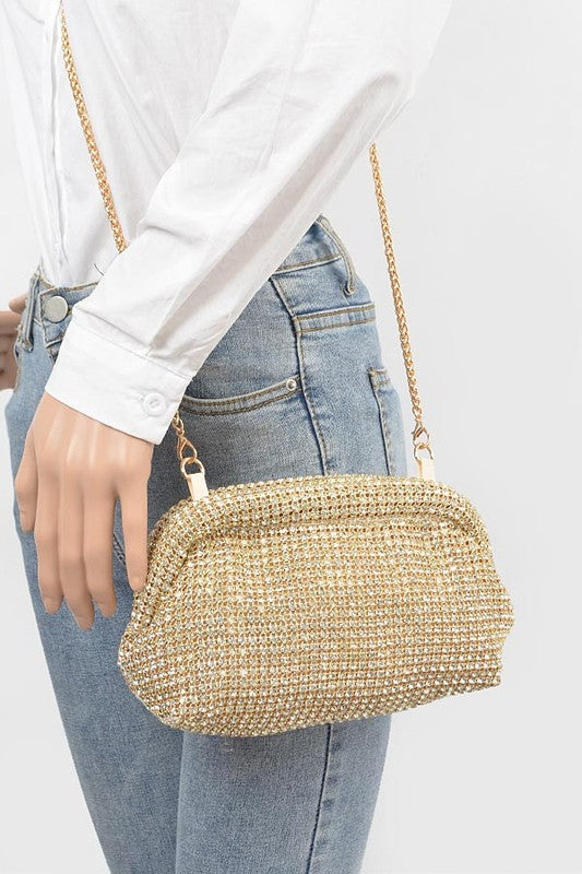 Rhinestone Mesh Soft Clutch