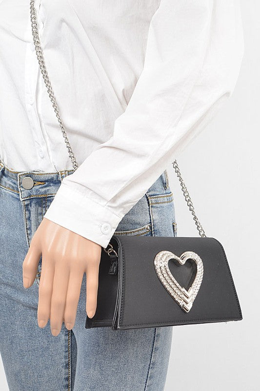 Crystal Heart Clutch Handbag