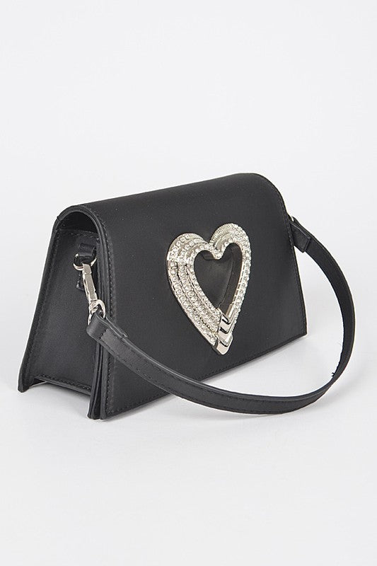 Crystal Heart Clutch Handbag