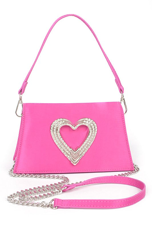 Crystal Heart Clutch Handbag