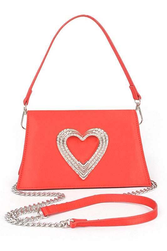 Crystal Heart Clutch Handbag