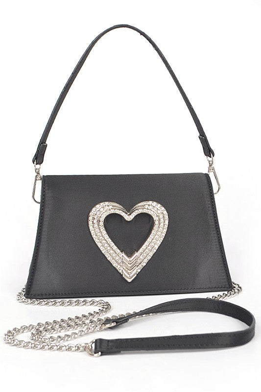 Crystal Heart Clutch Handbag