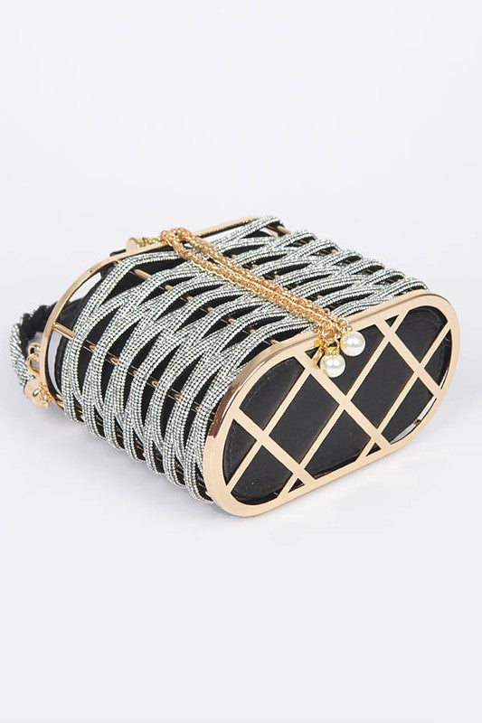 Rhinestone Box Clutch Bag