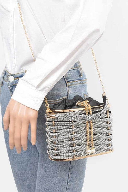 Rhinestone Box Clutch Bag