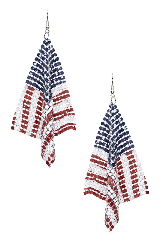 USA Flag Chainmail Earrings