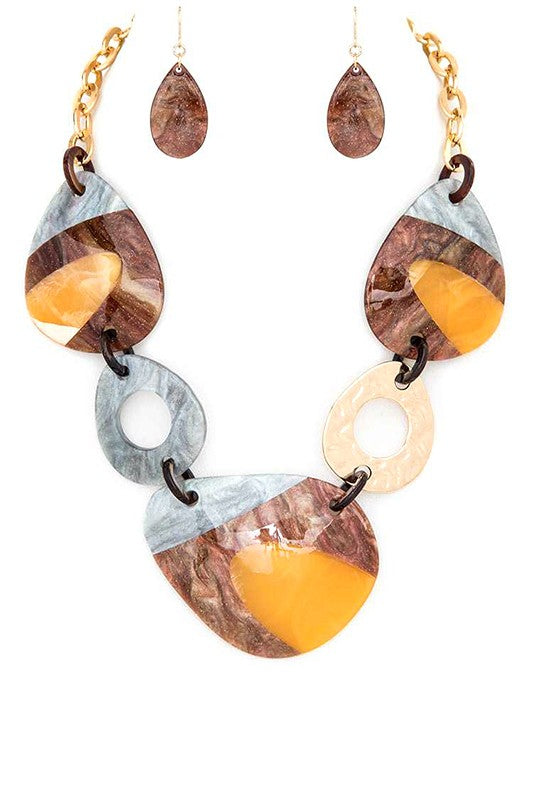 Resin Statement Necklace Set