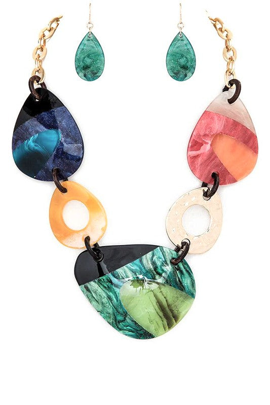 Resin Statement Necklace Set