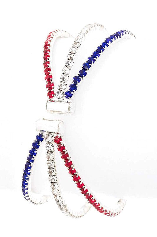 Red White Blue Rhinestone Cuff