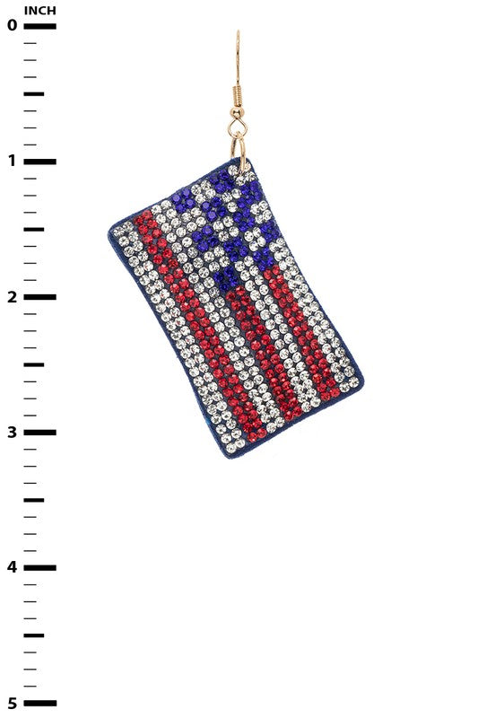 USA Flag Rhinestone Earrings