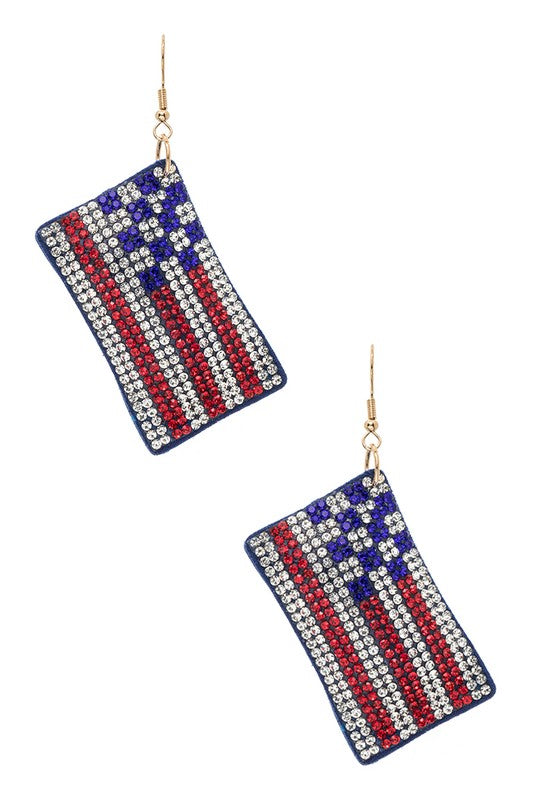 USA Flag Rhinestone Earrings
