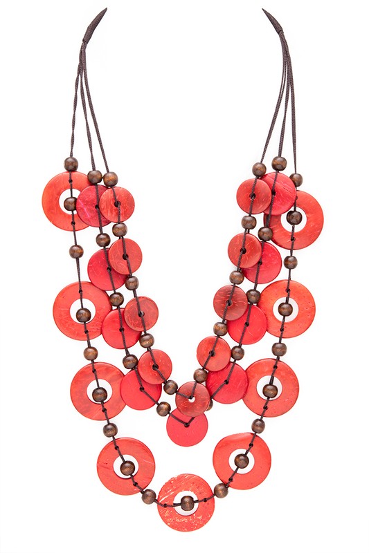 Wooden Disk Layered Necklace