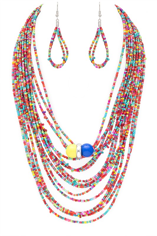 Layered Seed Beads Necklace Set