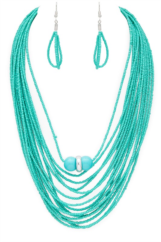 Layered Seed Beads Necklace Set