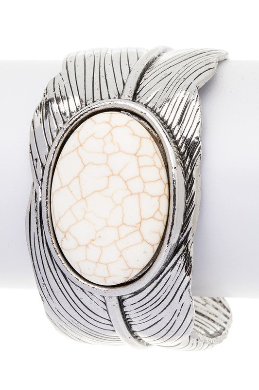 Leaf Carved Cuff Bracelet