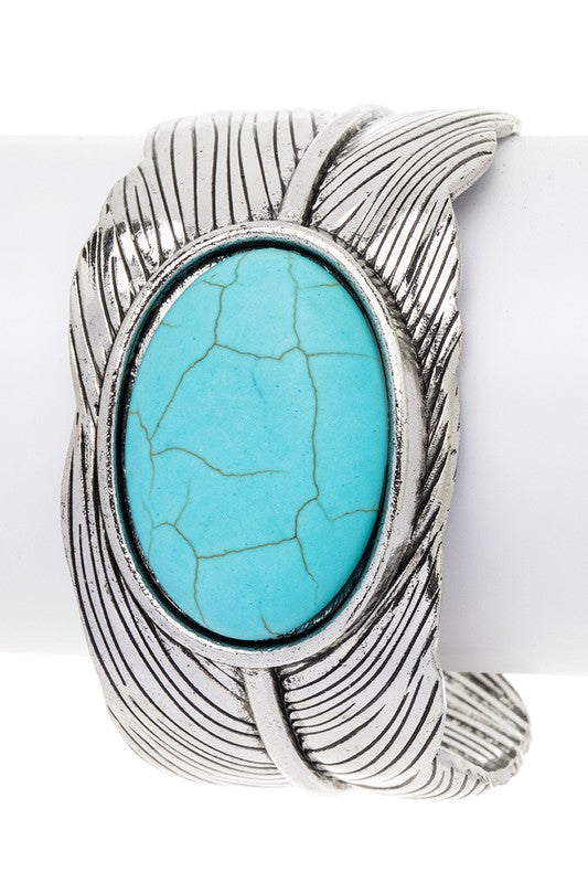 Leaf Carved Cuff Bracelet