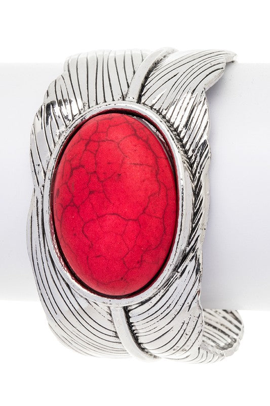 Leaf Carved Cuff Bracelet