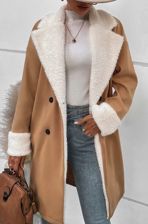 Faux-Shearling Longline Coat