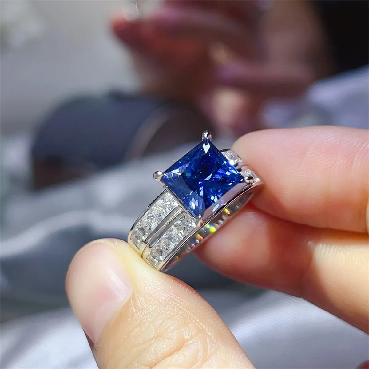 3 Carat Moissanite Sterling Silver Ring - alternate ring view