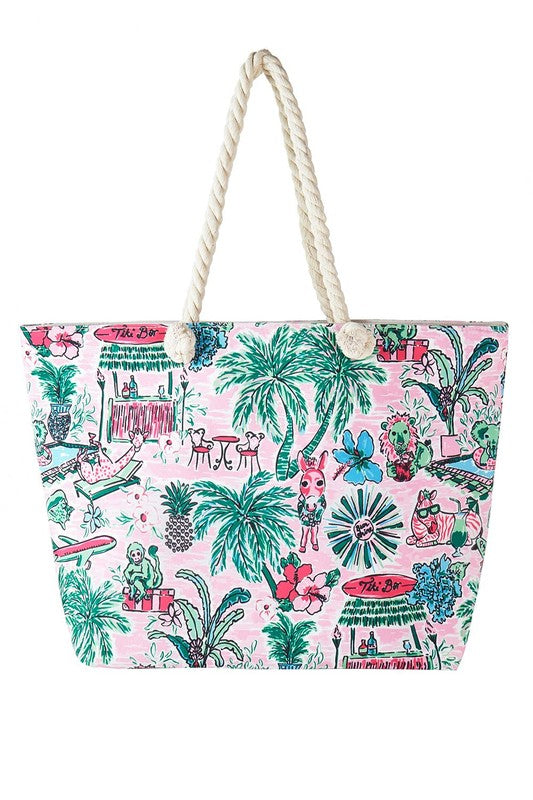 Animal and Tree Print Tote Bag