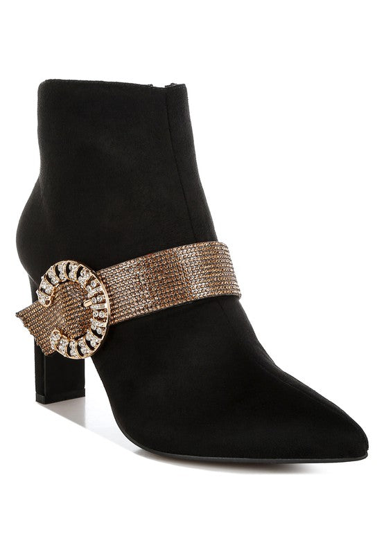 Rhinestones Strap Ankle Boots