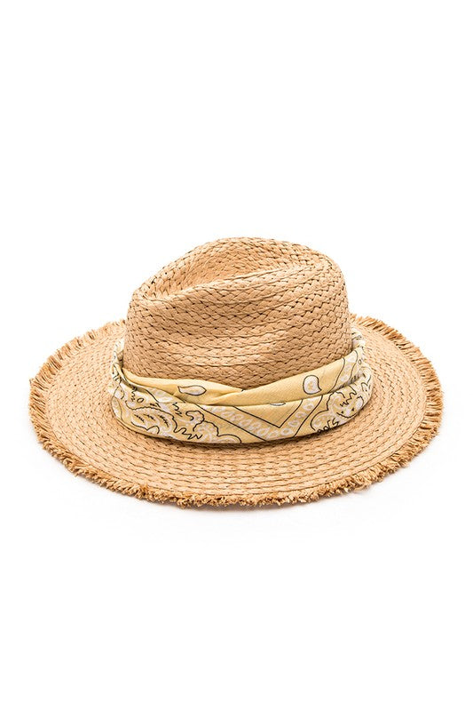 Bandana Fringe Straw Hat