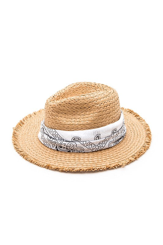 Bandana Fringe Straw Hat