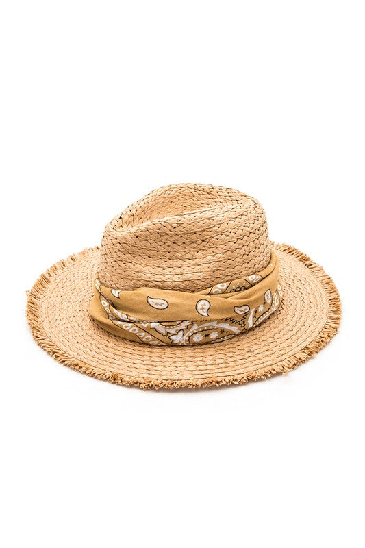 Bandana Fringe Straw Hat