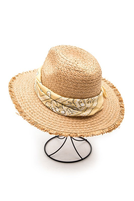 Bandana Fringe Straw Hat