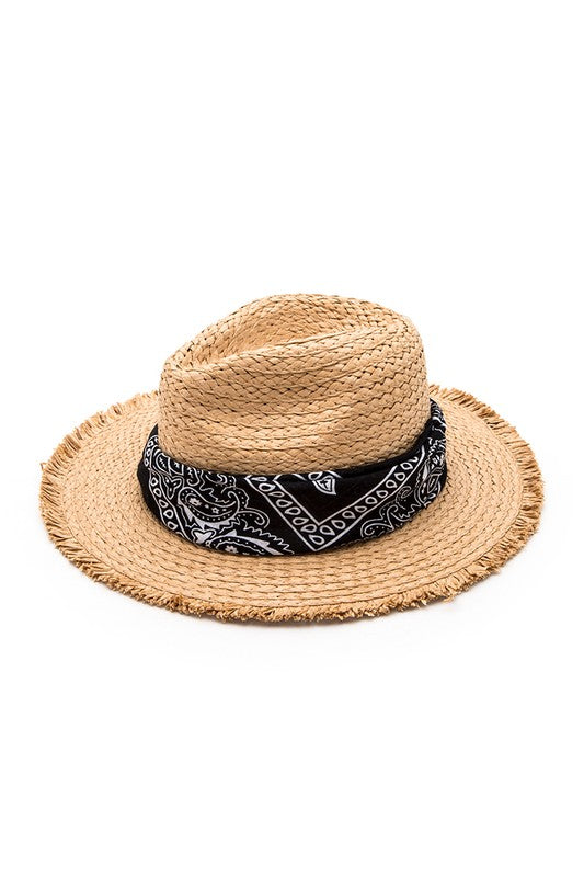 Bandana Fringe Straw Hat