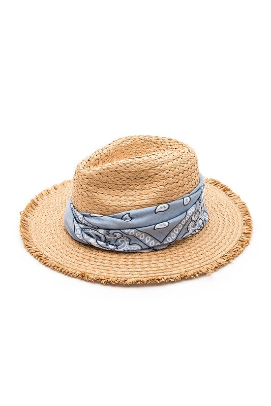 Bandana Fringe Straw Hat