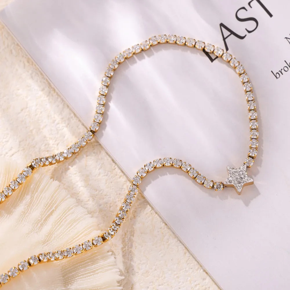 Titanium Steel Zircon Star Necklace - alternate necklace view