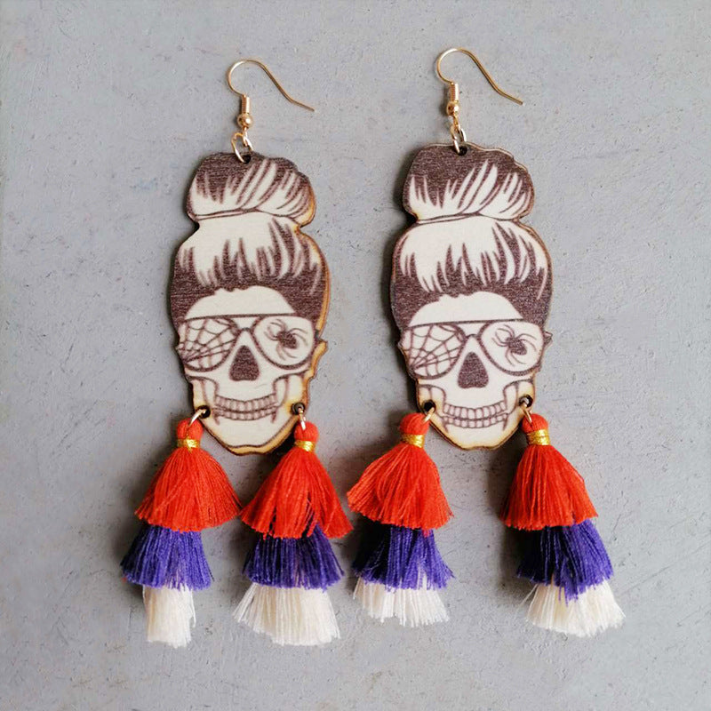 Spider Grandma Tassel Detail Dangle Earrings in Cream - women's dangle earrings