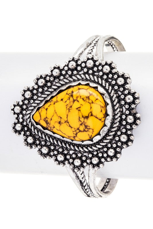 Pear Shape Stone Cuff Bracelet