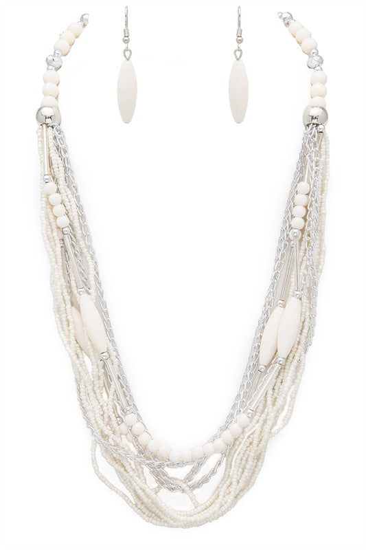 Beaded Layered Statement Necklace Set
